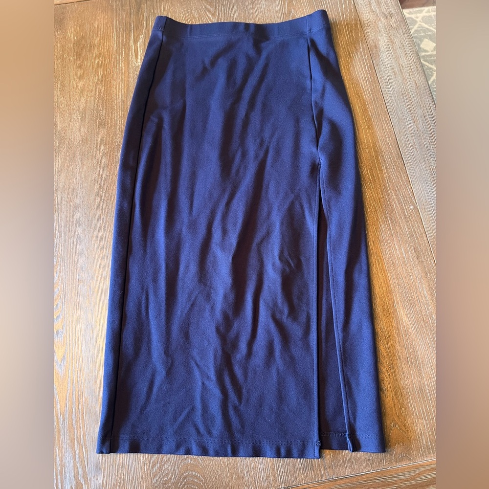 Babaton Aritzia Navy Blue Pencil Skirt Side Slit Womens Size 2
